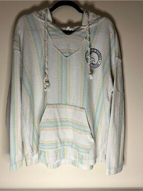 Outer Banks Light Striped Baja Hoodie with Surf Patch